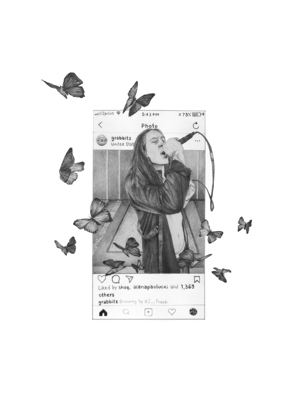 Grabbitz Instagram with Butterflies drawing